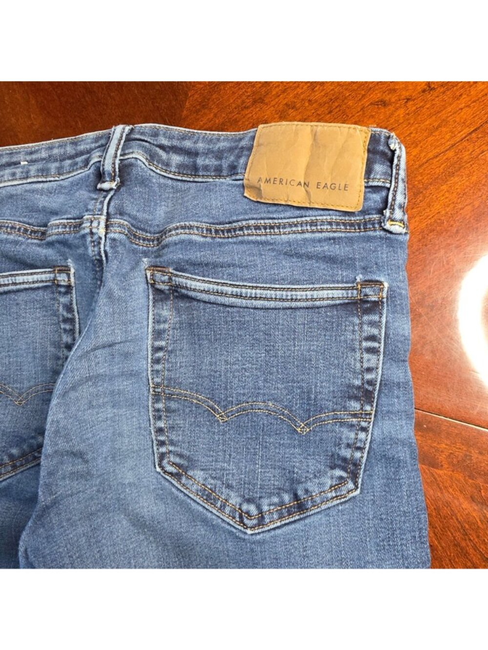 American Eagle Original Straight Jeans Mens 30x32 Light Wash Y2K Denim - Picture 3 of 11